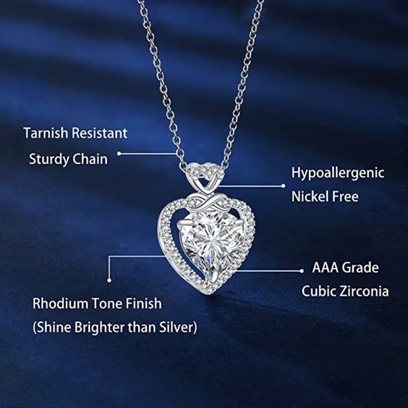 Double Heart Crystal Infinity Pendant Necklace - Picture 4 of 10